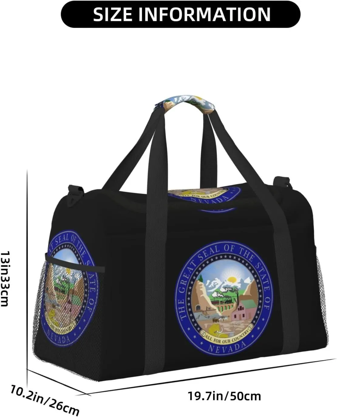 National Emblem Of Nevada Travel Duffel Bag Large Foldable Waterproof Overnight Bag For Beach Swim Bags Pool Sports Gym