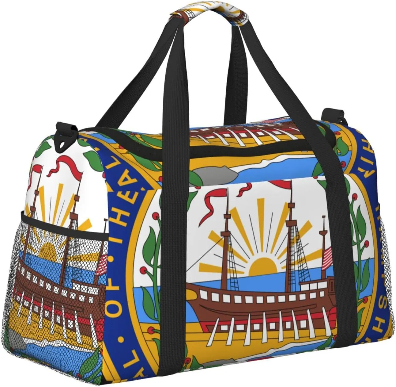 National Emblem Of New Hampshire Travel Duffel Bag Large Foldable Waterproof Overnight Bag For Beach Swim Bags Pool Sports Gym