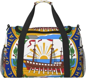 National Emblem Of New Hampshire Travel Duffel Bag Large Foldable Waterproof Overnight Bag For Beach Swim Bags Pool Sports Gym