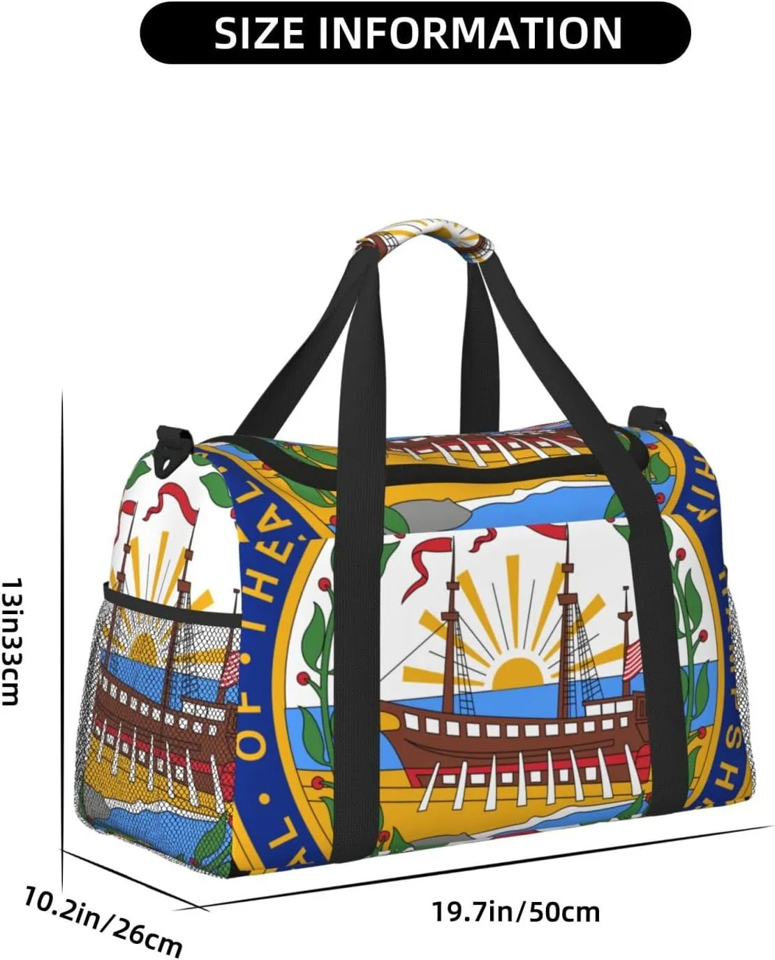 National Emblem Of New Hampshire Travel Duffel Bag Large Foldable Waterproof Overnight Bag For Beach Swim Bags Pool Sports Gym