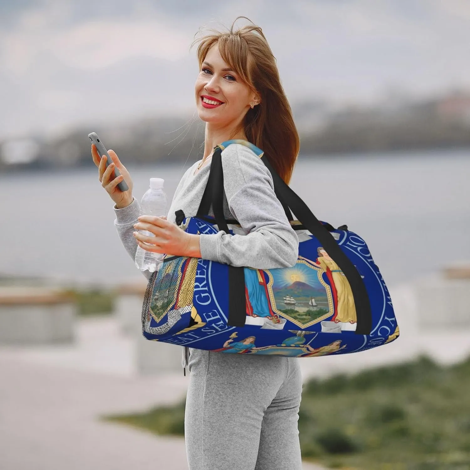 National Emblem Of New York Travel Duffel Bag Large Foldable Waterproof Overnight Bag For Beach Swim Bags Pool Sports Gym