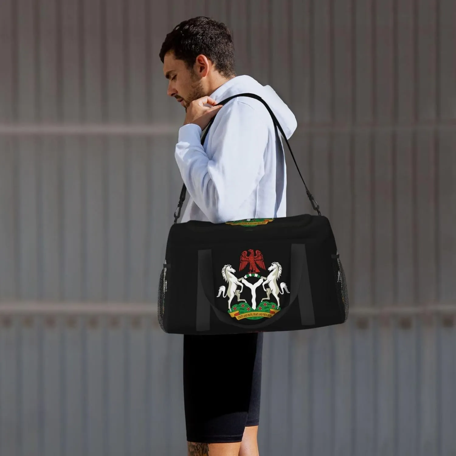 National Emblem Of Nigeria Travel Duffel Bag Large Foldable Waterproof Overnight Bag For Beach Swim Bags Pool Sports Gym