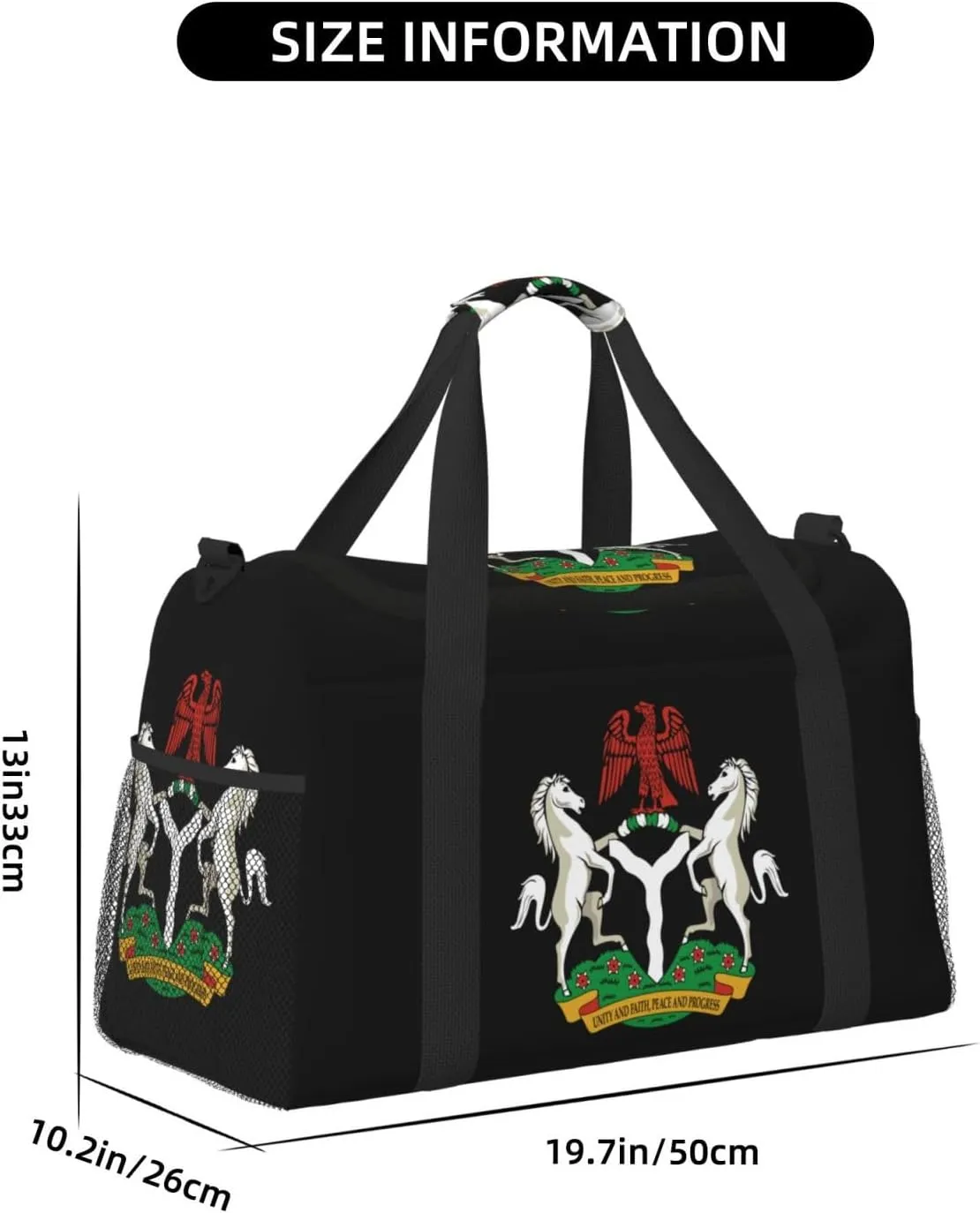 National Emblem Of Nigeria Travel Duffel Bag Large Foldable Waterproof Overnight Bag For Beach Swim Bags Pool Sports Gym