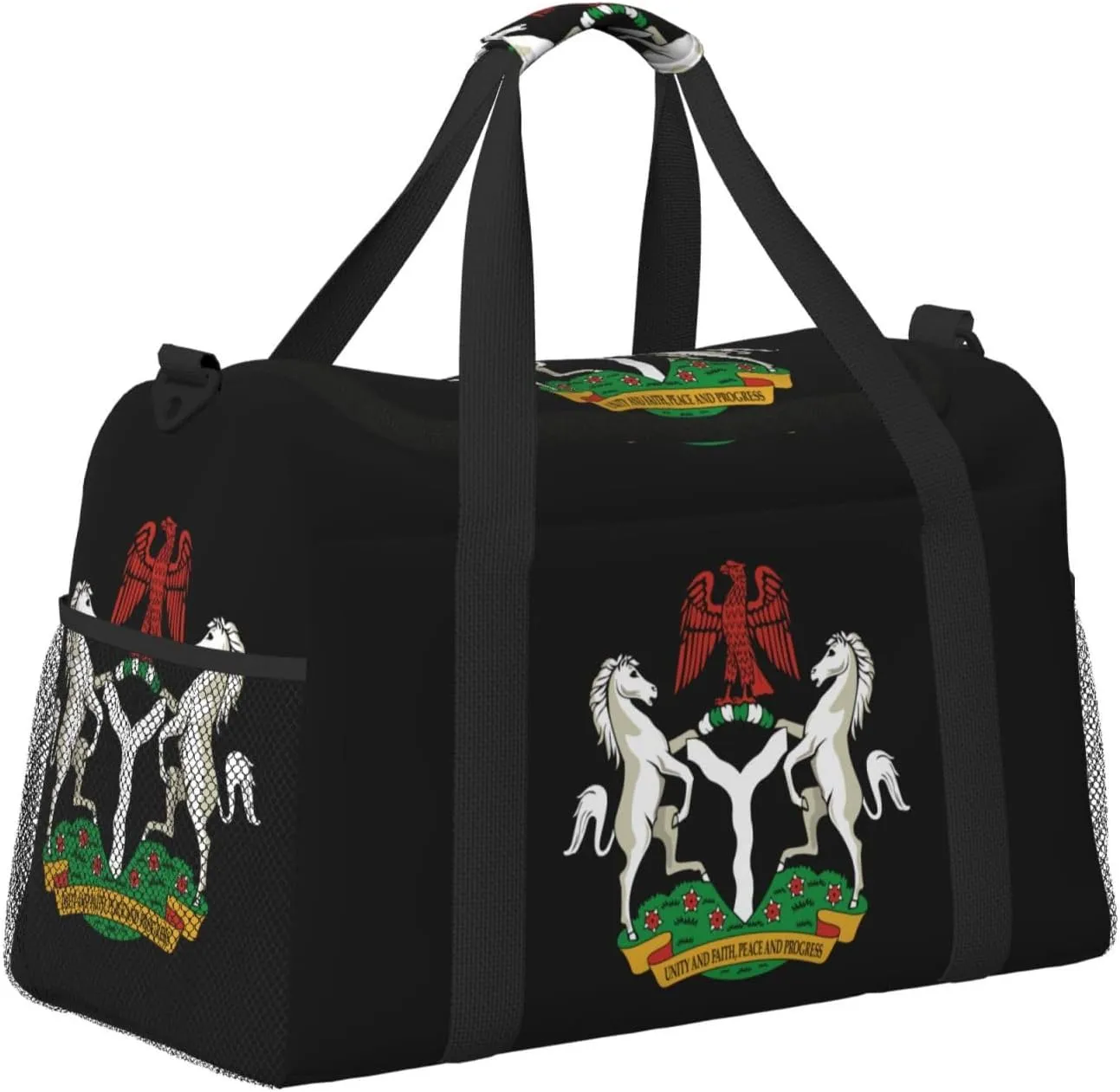 National Emblem Of Nigeria Travel Duffel Bag Large Foldable Waterproof Overnight Bag For Beach Swim Bags Pool Sports Gym