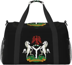 National Emblem Of Nigeria Travel Duffel Bag Large Foldable Waterproof Overnight Bag For Beach Swim Bags Pool Sports Gym