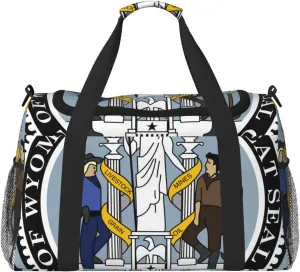 National Emblem Of Wyoming Travel Duffel Bag Large Foldable Waterproof Overnight Bag For Beach Swim Bags Pool Sports Gym