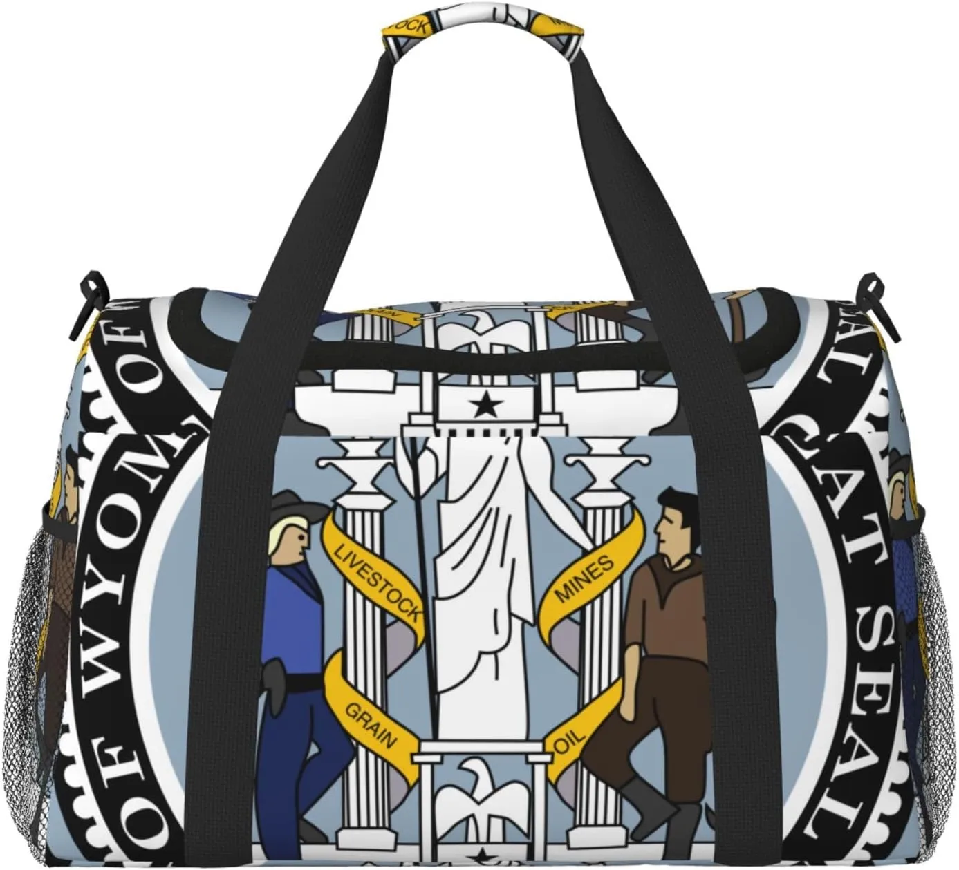 National Emblem Of Wyoming Travel Duffel Bag Large Foldable Waterproof Overnight Bag For Beach Swim Bags Pool Sports Gym