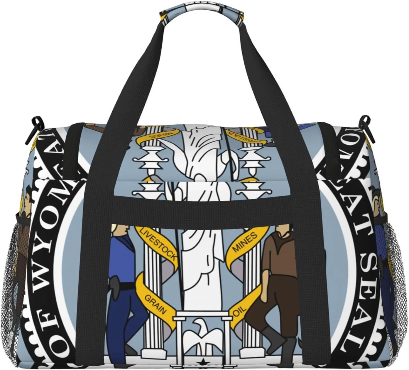 National Emblem Of Wyoming Travel Duffel Bag Large Foldable Waterproof Overnight Bag For Beach Swim Bags Pool Sports Gym