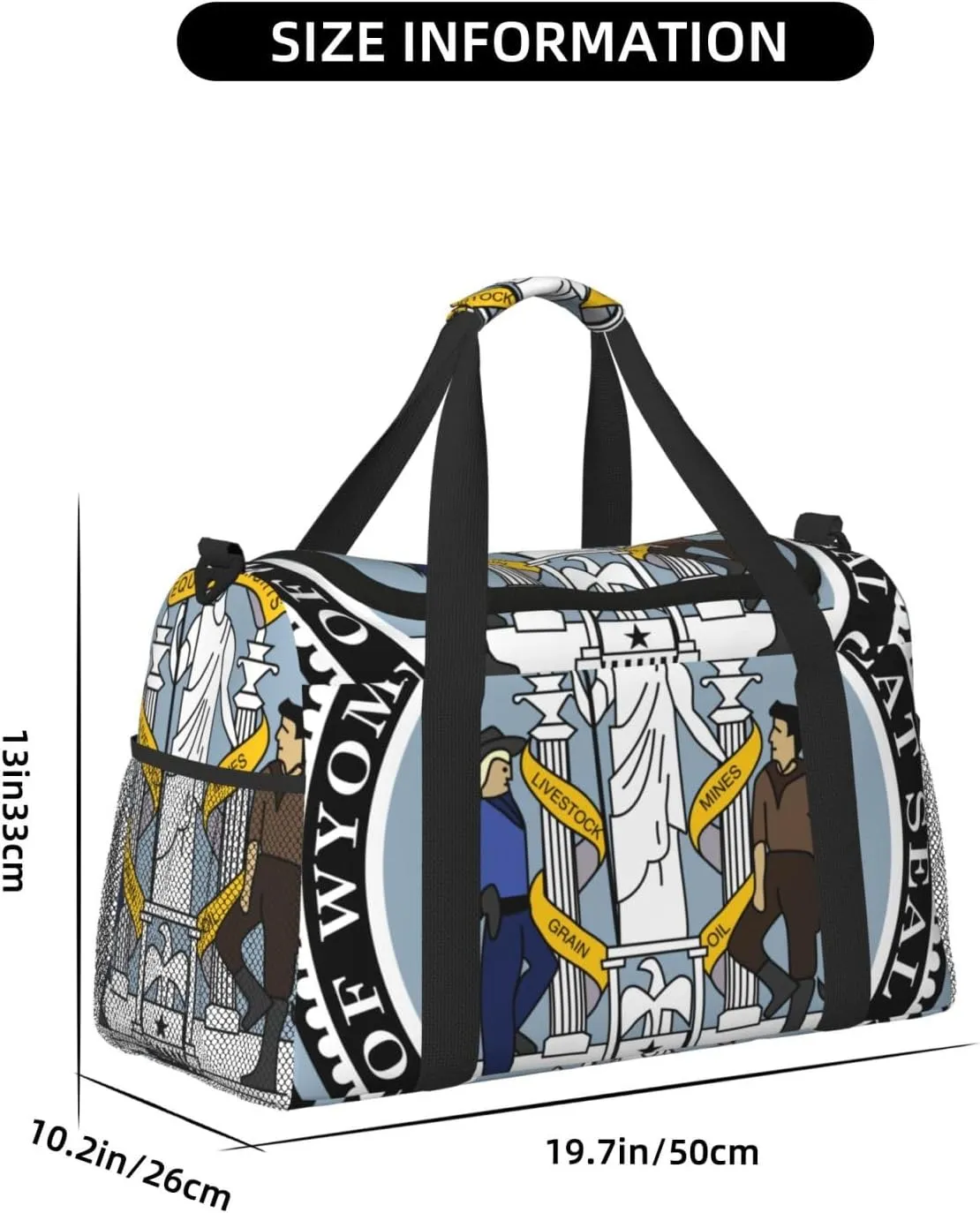 National Emblem Of Wyoming Travel Duffel Bag Large Foldable Waterproof Overnight Bag For Beach Swim Bags Pool Sports Gym