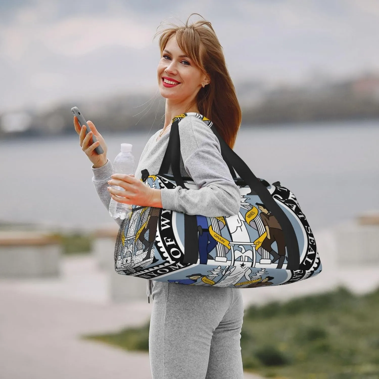 National Emblem Of Wyoming Travel Duffel Bag Large Foldable Waterproof Overnight Bag For Beach Swim Bags Pool Sports Gym
