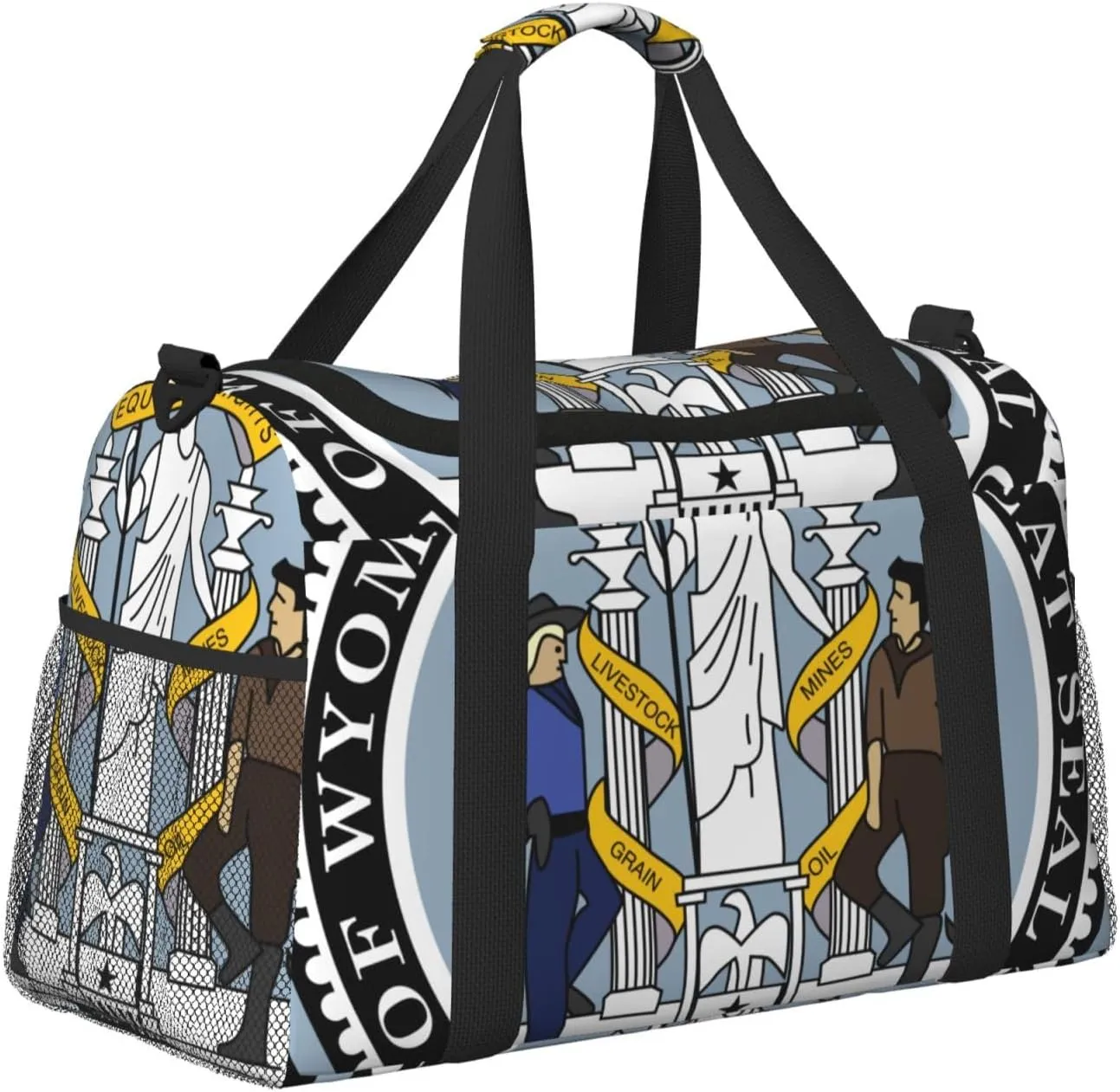 National Emblem Of Wyoming Travel Duffel Bag Large Foldable Waterproof Overnight Bag For Beach Swim Bags Pool Sports Gym
