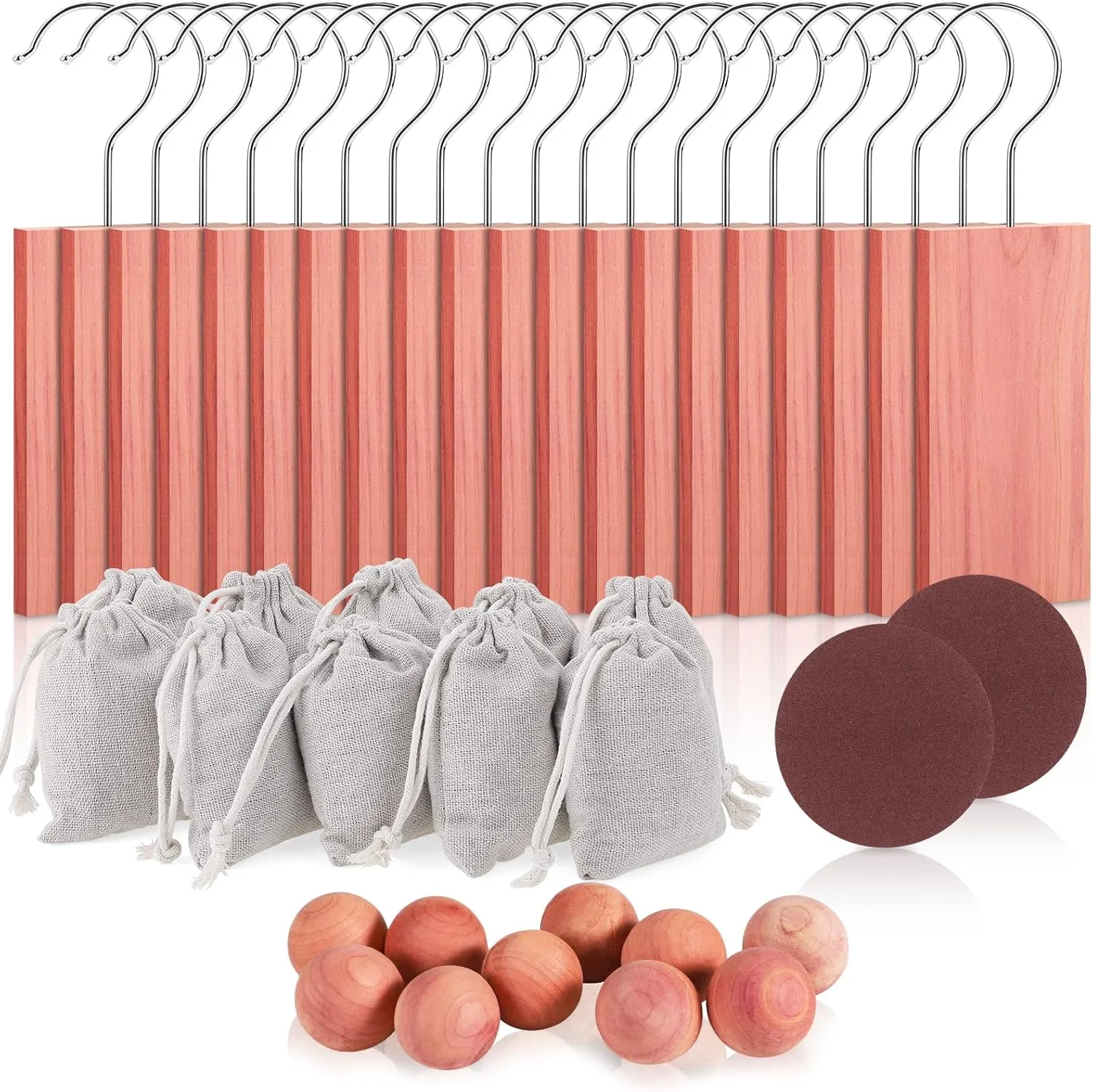 Needbrock 40 Pack Cedar Blocks for Clothes Storage, Cedar Closet Freshener with Cedar Hanger Ups Cedar Balls Aromatic Cedar Sachets, Cedar Blocks for Closet Drawer Shoe Cabinet Storage Bags