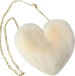 New 2026 Unisex Stainles Stell Chain Bag Women's Heart Shaped Handbags Cute Faux Fur Crossbody Bags Soft Shoulder Jewelry Fashion Trendy Accessories Creative Gift For Women And Men