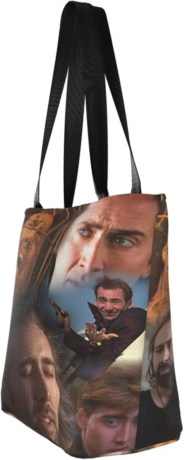 Nic-olas Cage Reusable Grocery Shopping Bags,Tote Bag Storage Casual Handbag For Shopping Beach Travel Work