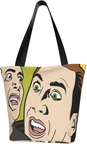 Nic-olas Cage Reusable Grocery Shopping Bags,Tote Bag Storage Casual Handbag For Shopping Beach Travel Work