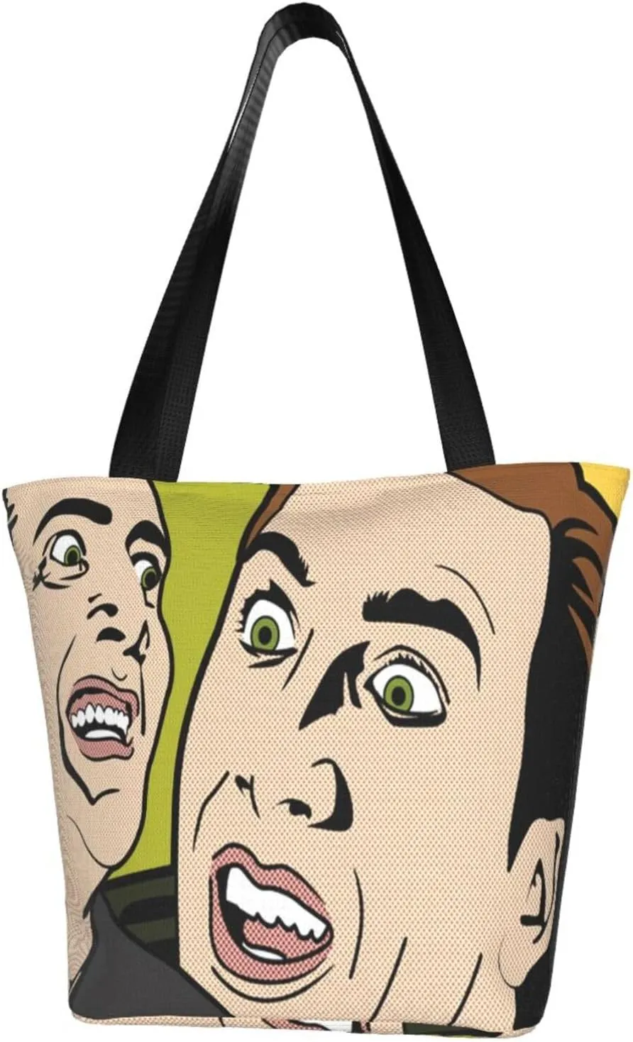 Nic-olas Cage Reusable Grocery Shopping Bags,Tote Bag Storage Casual Handbag For Shopping Beach Travel Work