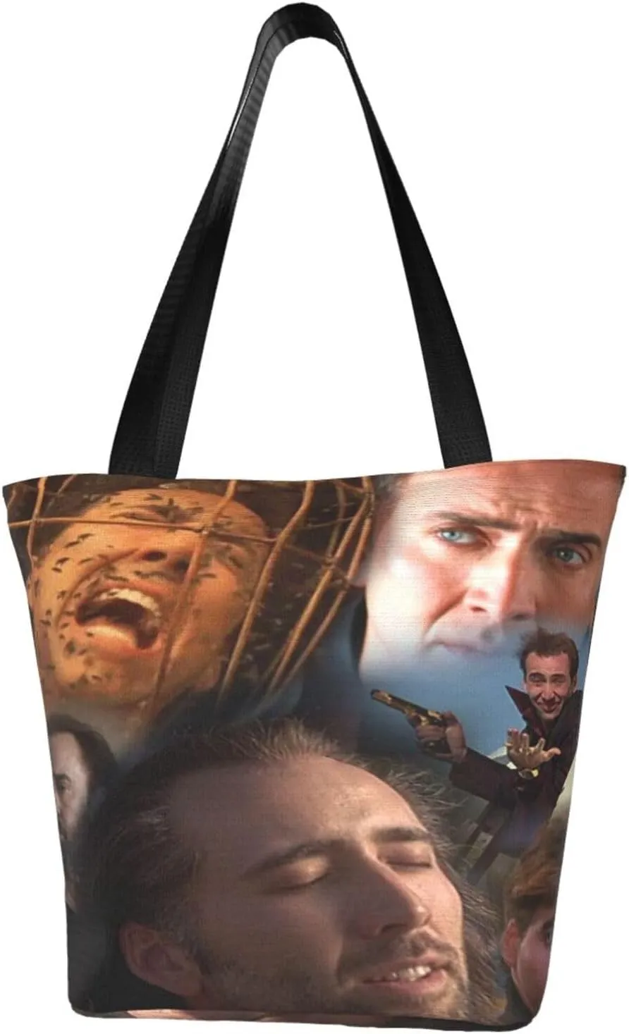Nic-olas Cage Reusable Grocery Shopping Bags,Tote Bag Storage Casual Handbag For Shopping Beach Travel Work