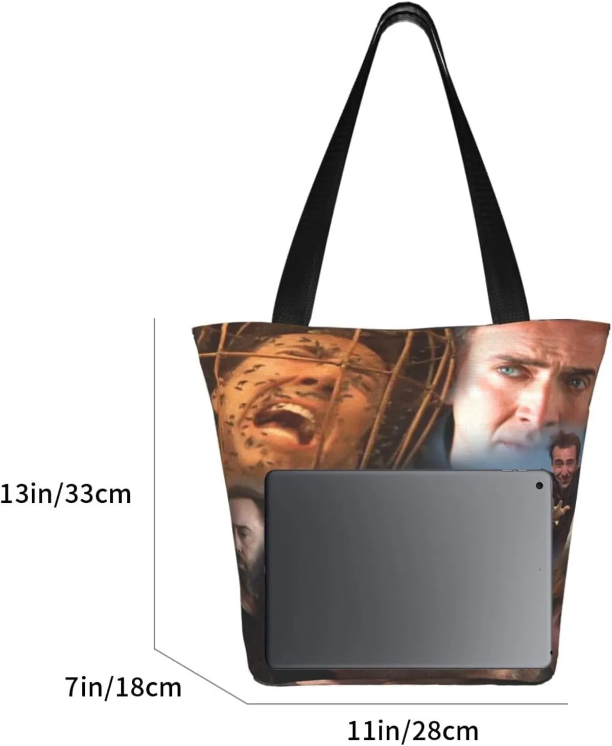 Nic-olas Cage Reusable Grocery Shopping Bags,Tote Bag Storage Casual Handbag For Shopping Beach Travel Work