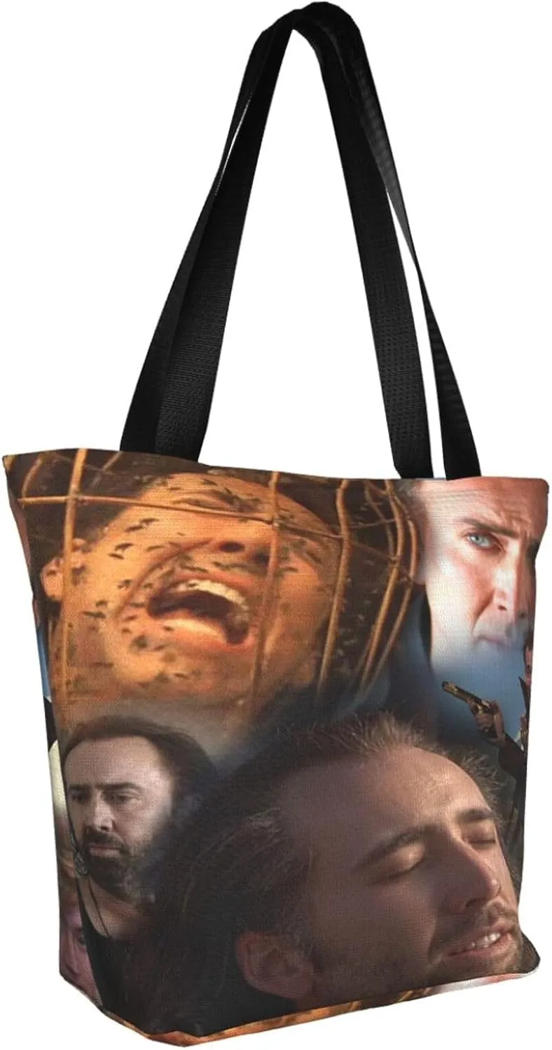 Nic-olas Cage Reusable Grocery Shopping Bags,Tote Bag Storage Casual Handbag For Shopping Beach Travel Work