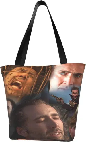 Nic-olas Cage Reusable Grocery Shopping Bags,Tote Bag Storage Casual Handbag For Shopping Beach Travel Work