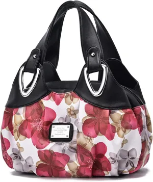 NICOLE & DORIS Ladies Fashion Handbags Elegant Top-handle Bags for Women Floral Shoulder Bags PU Leather