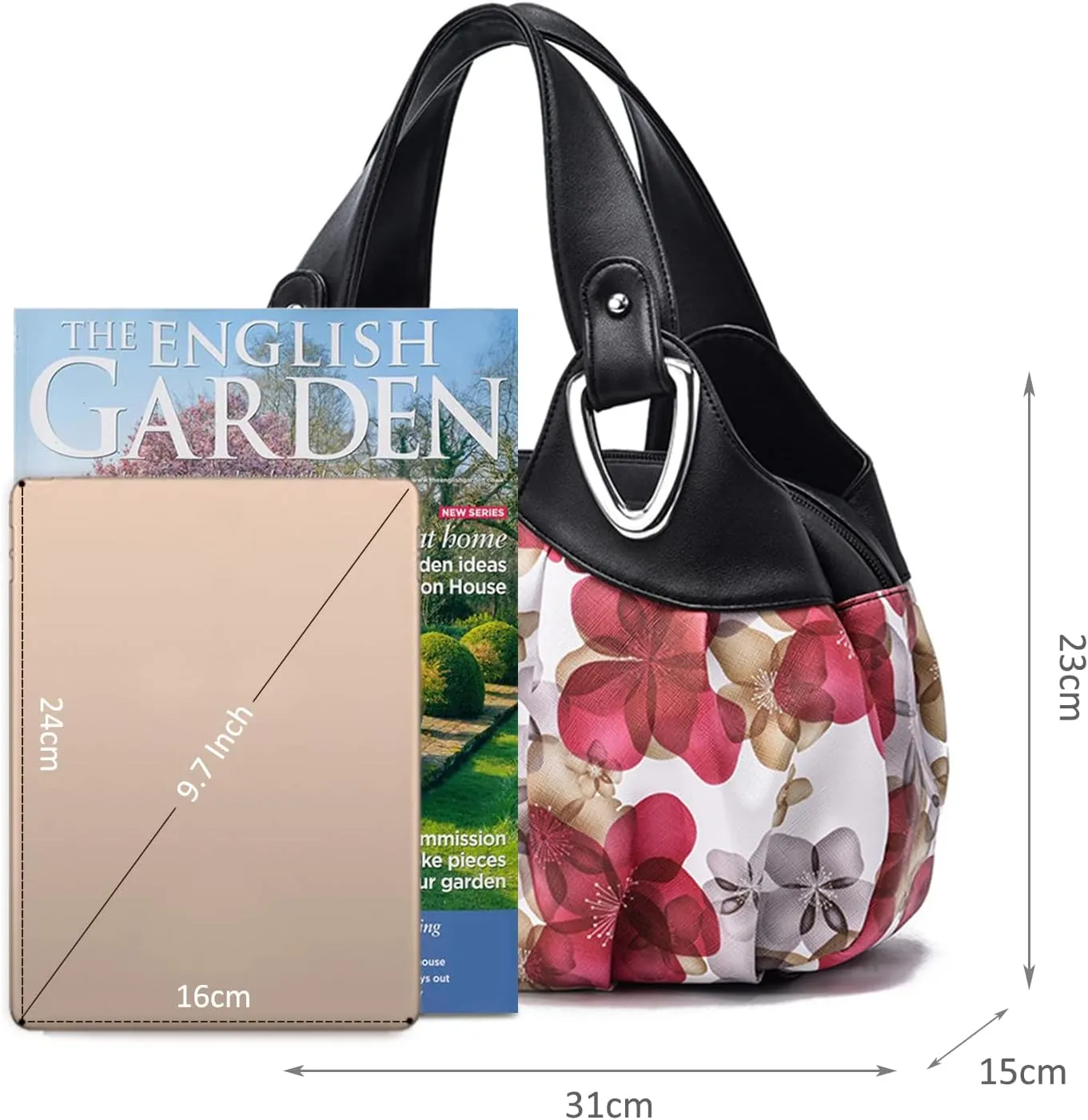 NICOLE & DORIS Ladies Fashion Handbags Elegant Top-handle Bags for Women Floral Shoulder Bags PU Leather