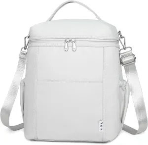 NOL Natural Organic Lifestyle Insulated Lunch Bags for Women Cooler Bag Lightweight Nylon Waterproof Lunch Box For Work (Gray White, Large)