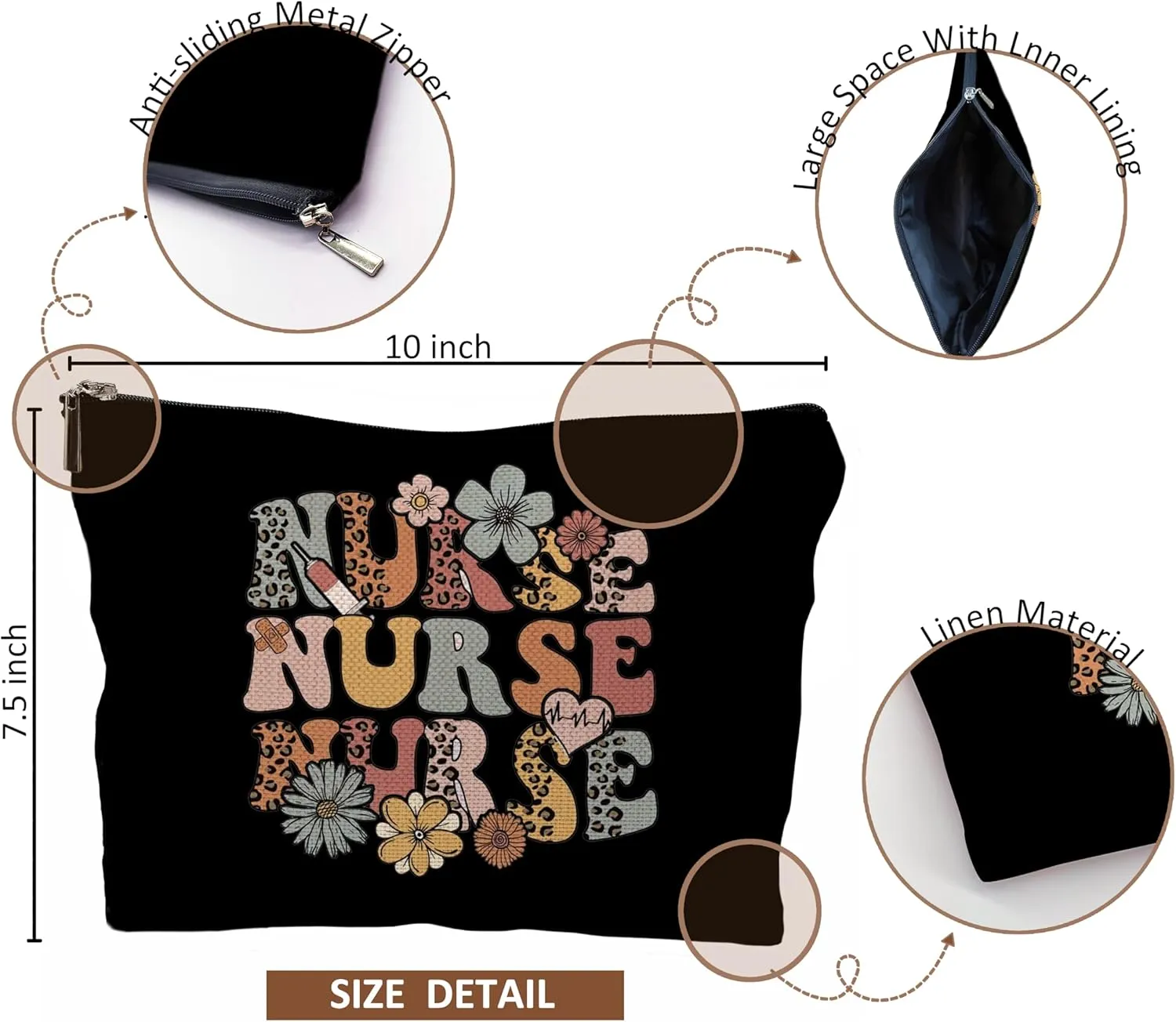 Nurse Makeup Bags - Cosmetic Bags With Zipper for Women & Student Nurses