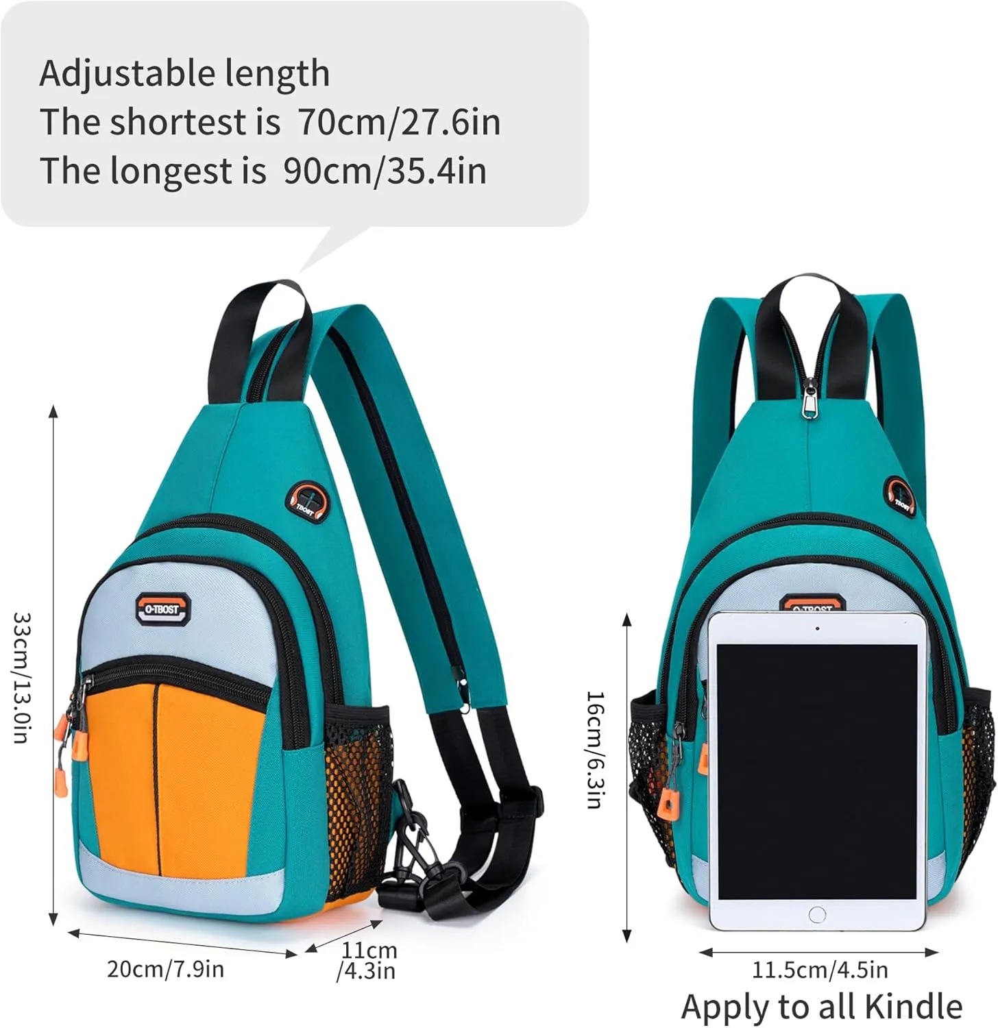 O-TBOST Small Sling Bags for Women Crossbody Backpack Multi-Pocket Adjustable Strap Daypack for Outdoors Hiking Traveling (green)