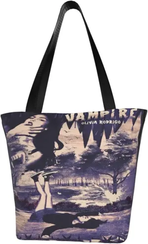 Olivia Songwriter Actress Rodrigo Reusable Grocery Bag for Kitchen Shopping Handbag Tote Bags with Zipper Unisex Classic Shoulder Bag Daily Bags for Hiking