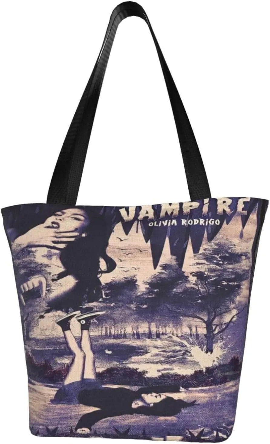 Olivia Songwriter Actress Rodrigo Reusable Grocery Bag for Kitchen Shopping Handbag Tote Bags with Zipper Unisex Classic Shoulder Bag Daily Bags for Hiking