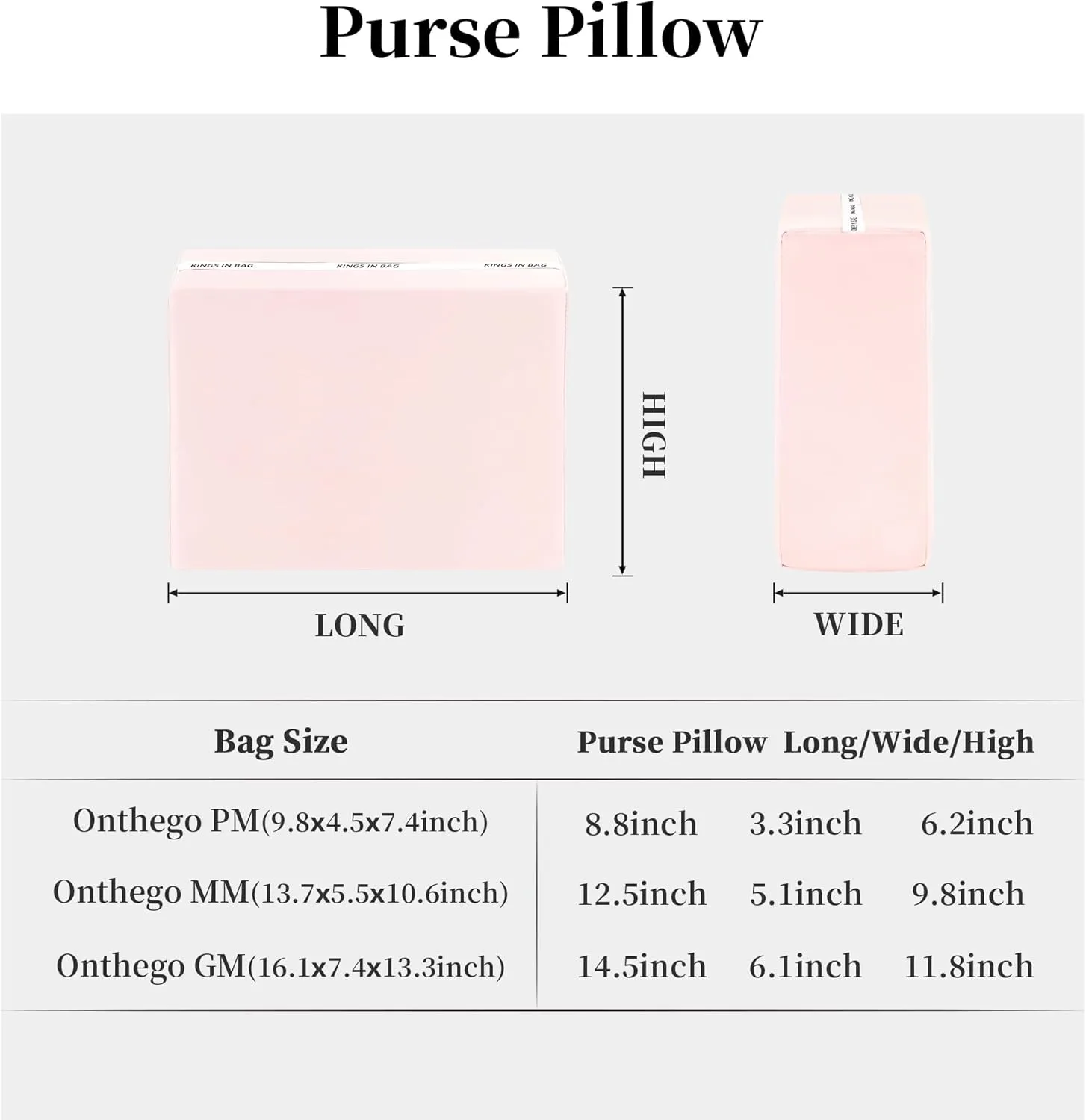 On The Go MM Purse Insert Pillow, Luxury Handbag Shaper & Purse Shapers Compatible with LV On The Go Bags, Silky Surface Purse Shapers with Memory Foam Inner (Pink,MM)