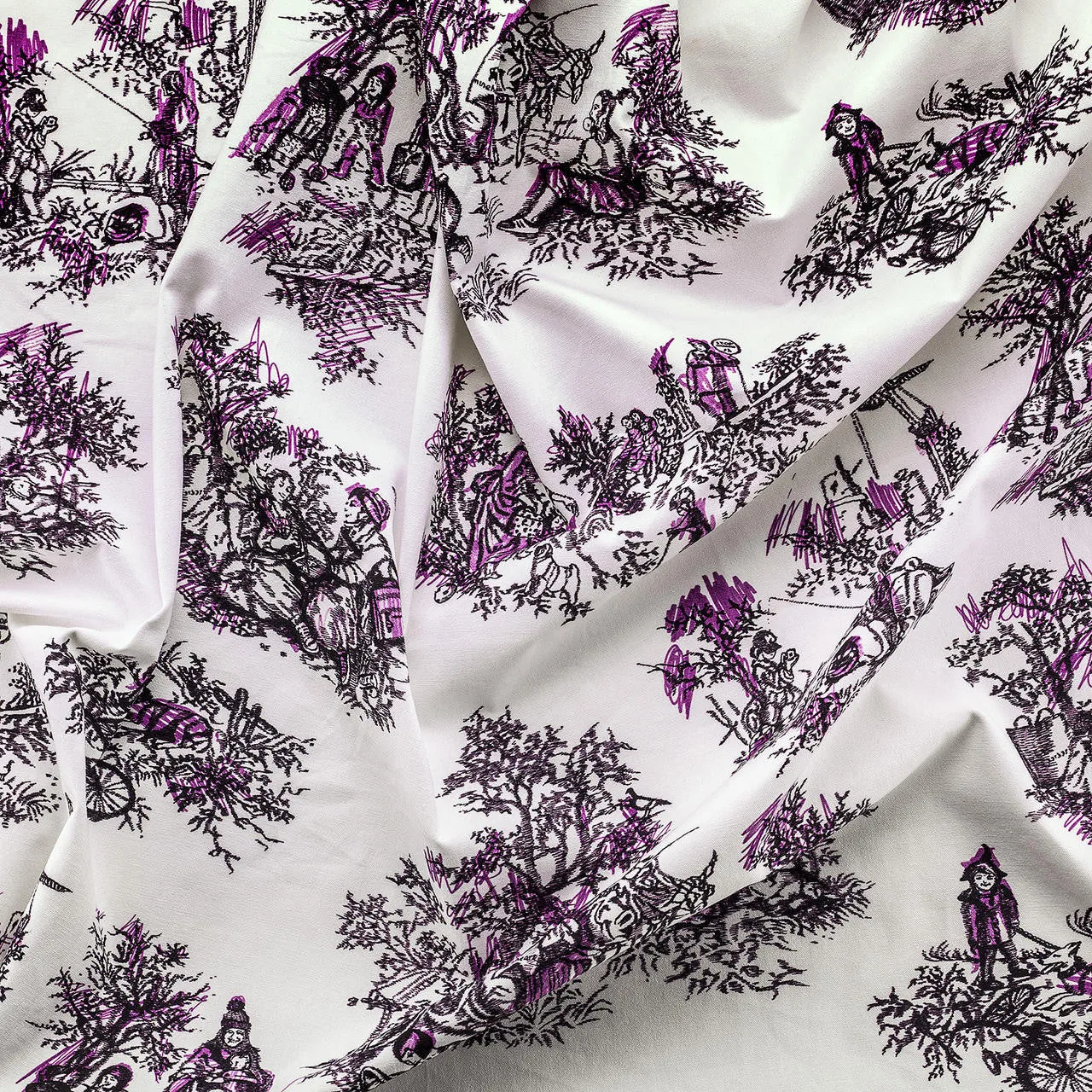 Once Upon Our Time Printed Fabric- White & Pink