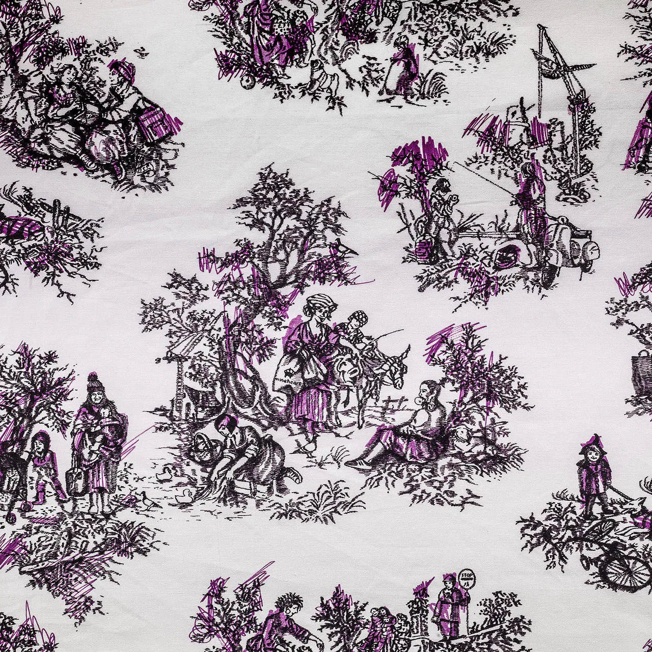 Once Upon Our Time Printed Fabric- White & Pink