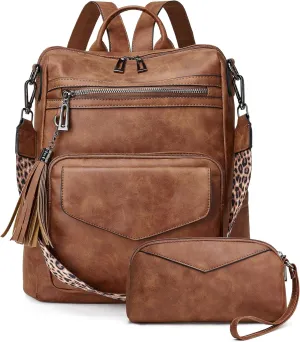 OPAGE Backpack Purse for Women Leather Anti-theft Fashion Designer Travel Backpack Ladies Shoulder Bags With Wristlet