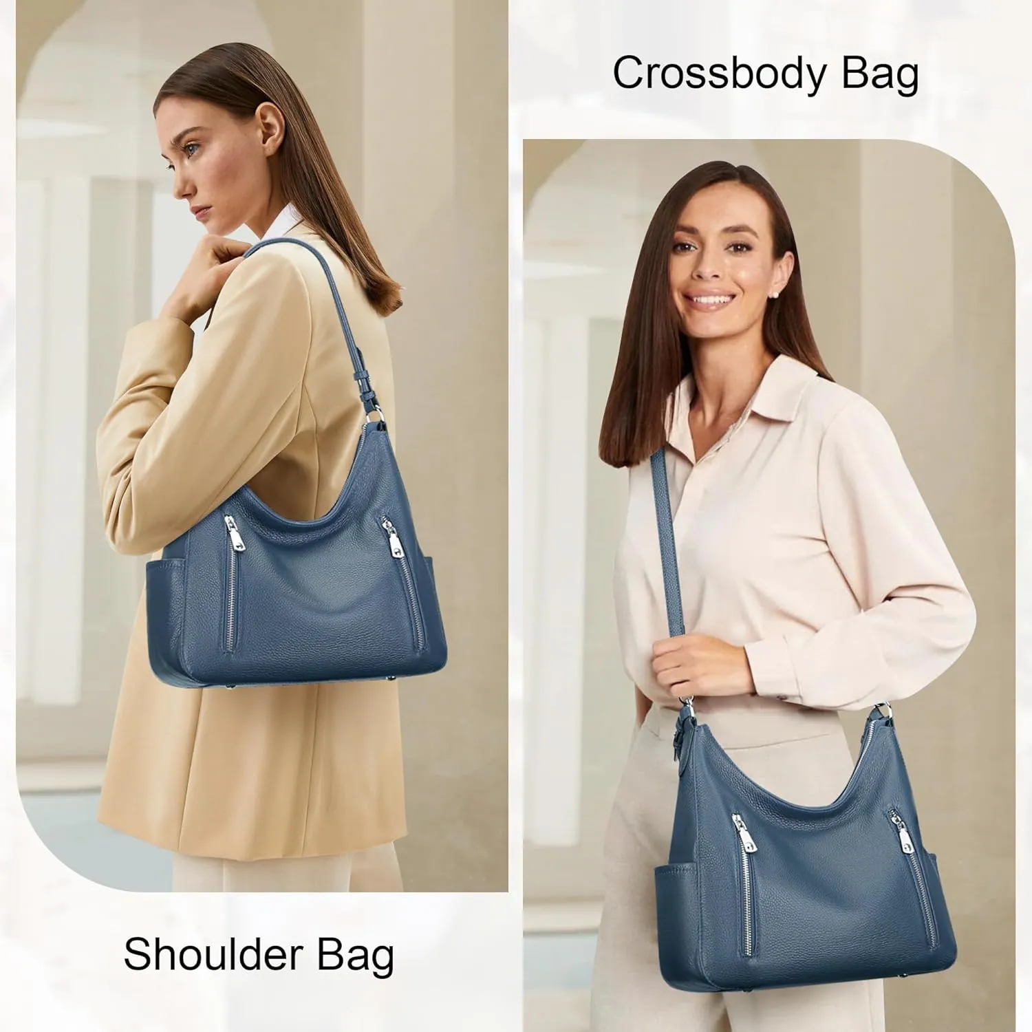Over Earth Genuine Leather Purses and Handbags for Women Hobo Shoulder Bag Ladies Crossbody Bags Medium