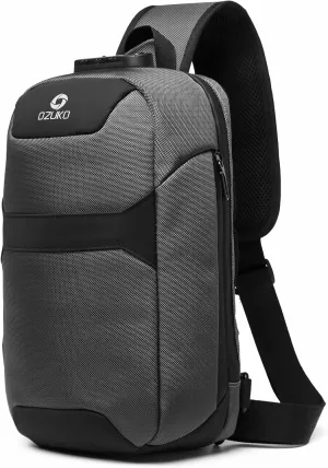 OZUKO Anti Theft crossbody Sling Bag for Men, Waterproof Chest Daypack with USB Charging Port & Adjustable Strap for Daily