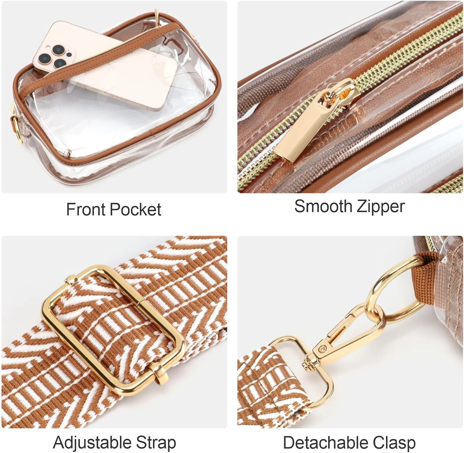 PACKISM Clear Bag for Stadium Events - Clear Purses for Women Stadium Crossbody Concert Bag for Game Day， Sports, Festival
