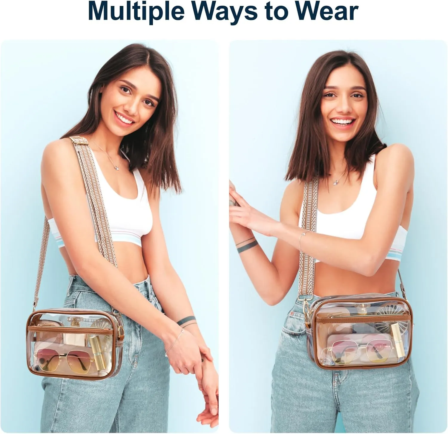 PACKISM Clear Bag for Stadium Events - Clear Purses for Women Stadium Crossbody Concert Bag for Game Day， Sports, Festival