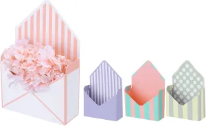 PATIKIL Paper Flower Gift Bags Set, 4 Pcs Paper Bouquet Flower Gift Bag with Handle Small Folding Hand Hold Envelope Box for Florist Wedding Party Birthdays, 2 Styles, Multicolored