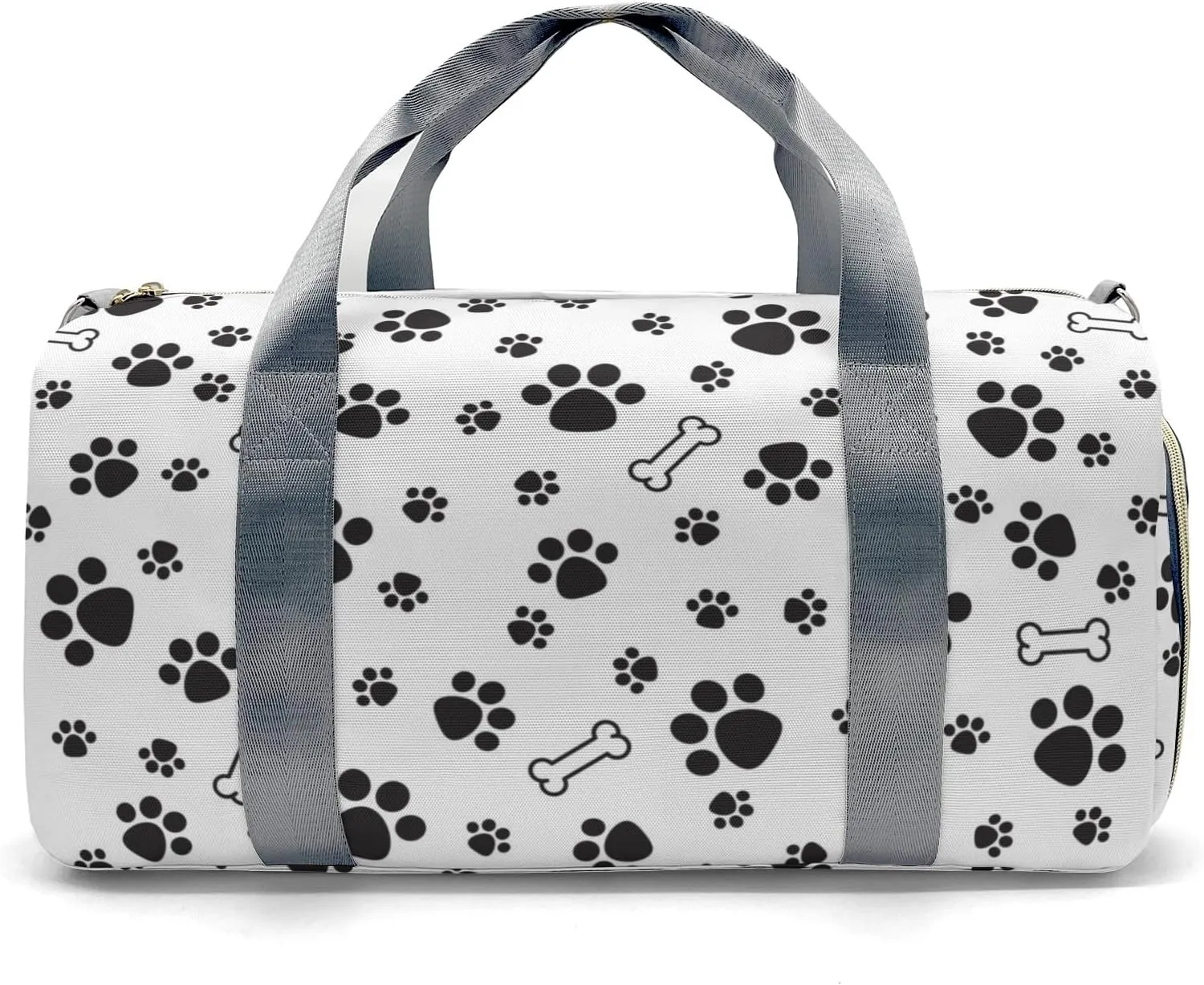 Paws Bones Black Personalized Duffel Bag with Name Custom Overnight Bag Multi-Function Travel Bag Sports Gym Bag for Travel Weekend Duffel Bag
