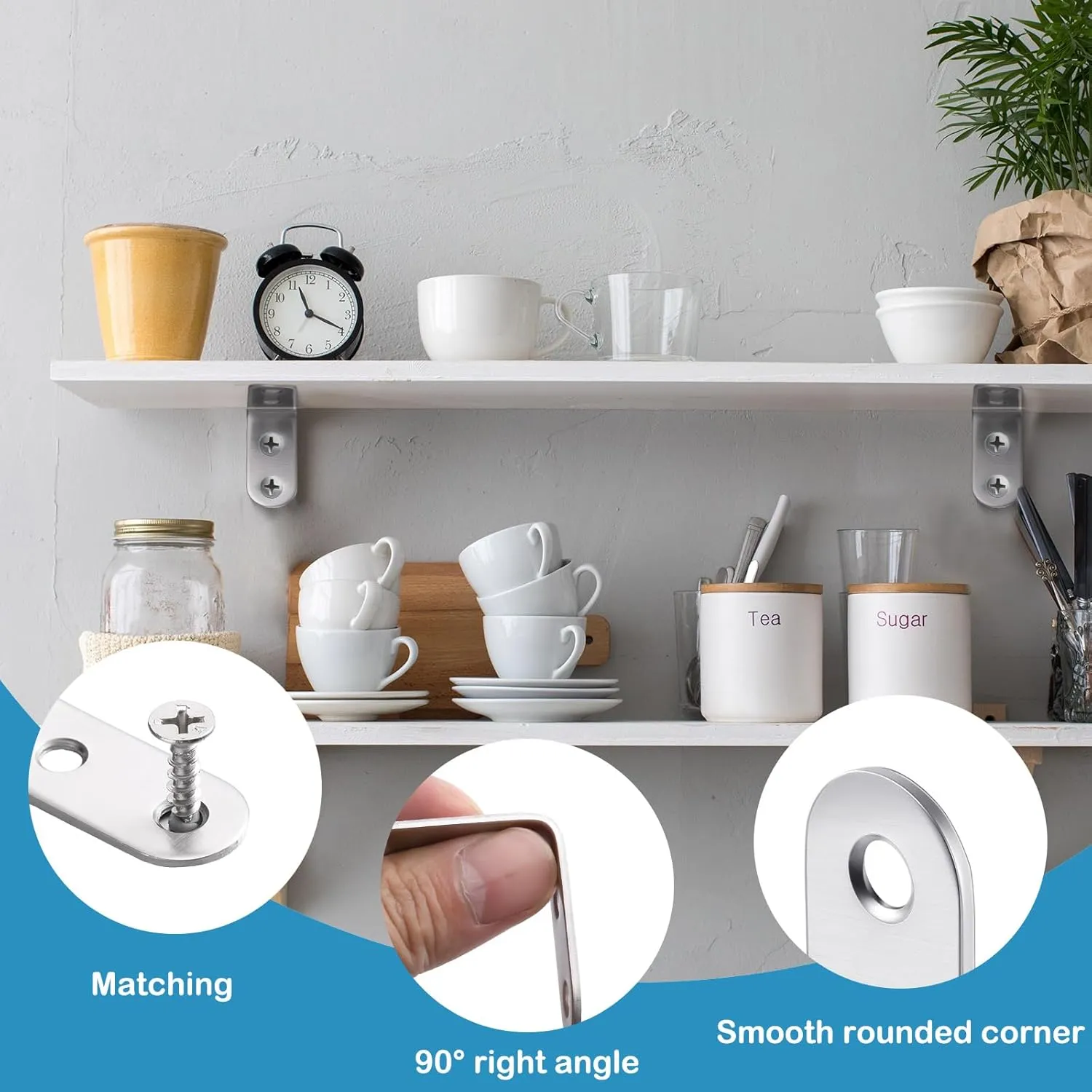 Pelopy 100 Pcs L Shaped Bracket Corner Brace Stainless Steel 90 Degree Corner Brace Heavy Duty Right Angle Bracket for Wood Furniture Chair Drawer Cabinet with Screws (1.57 x 1.57 Inch)