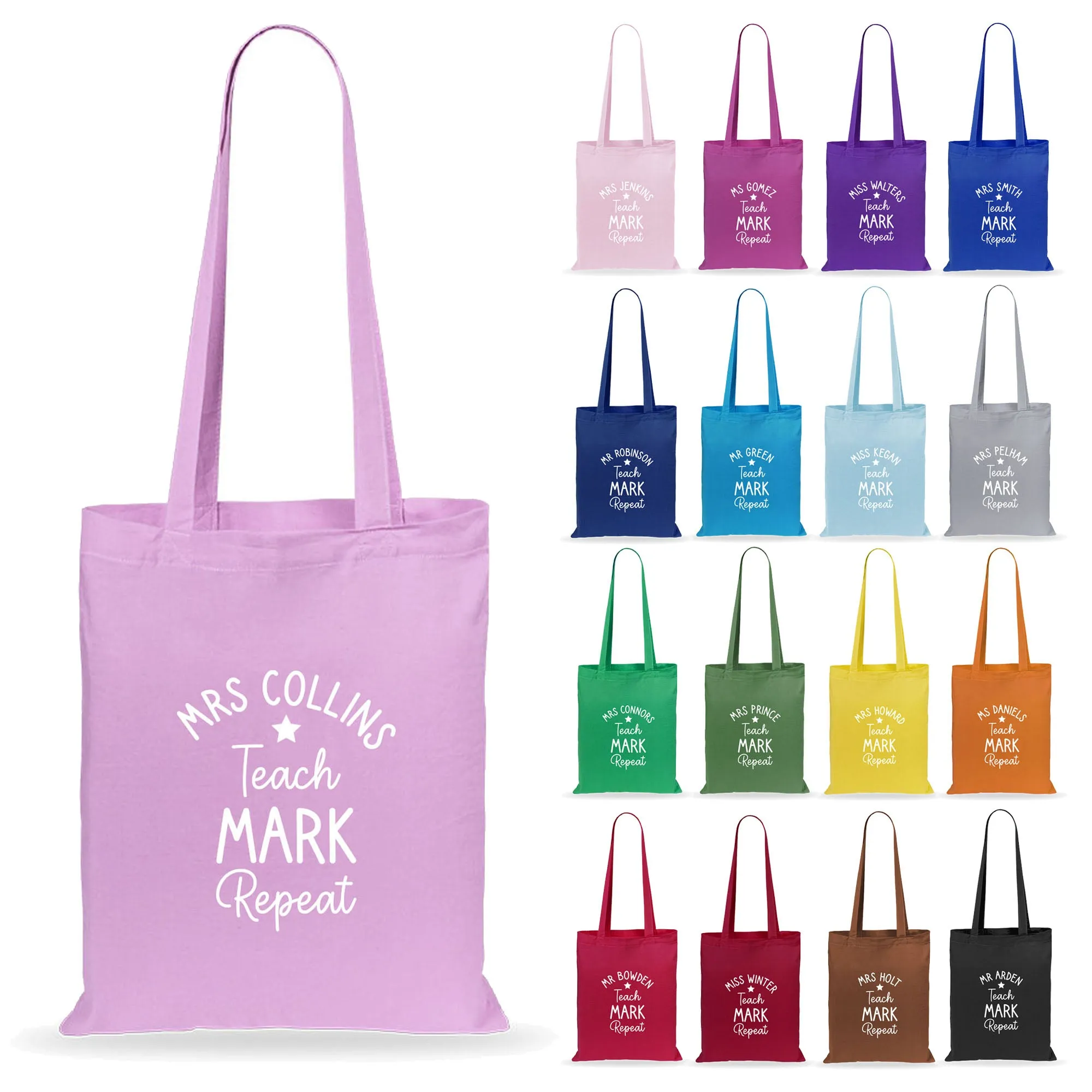 Personalised Teacher Tote Bag - Teach, Mark, Repeat