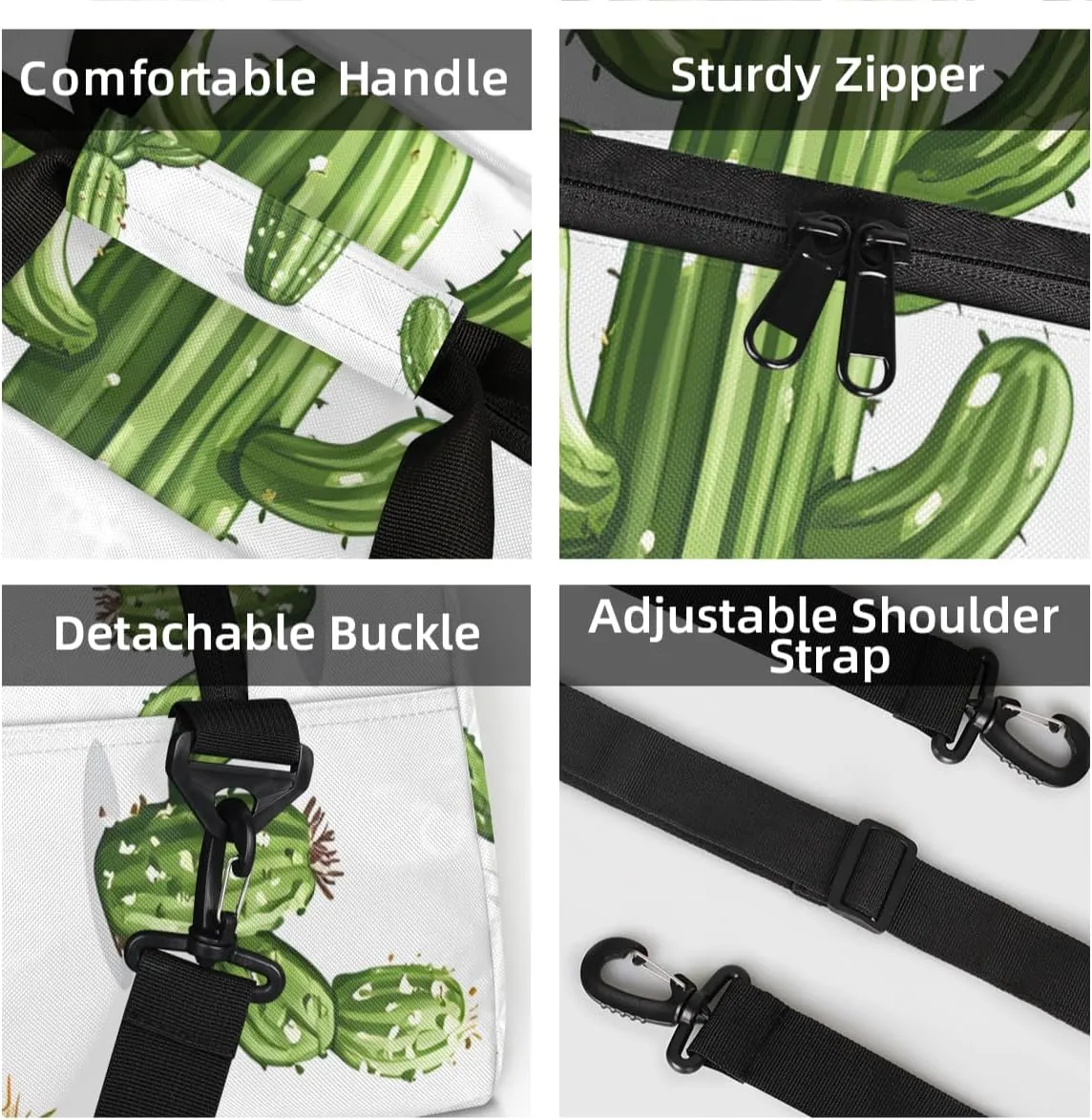 Personalized Custom Gym Bag for Women Men Carry on Green Plant Cactus Travel Duffel Tote Simple Modern Overnight Workout Weekender Bag