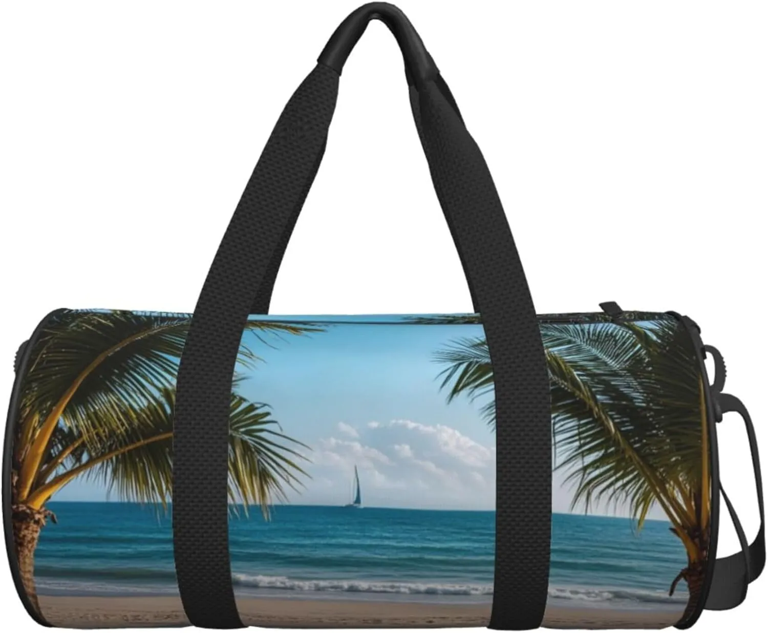 Personalized Travel Duffle Bag Gym Bag Sports Duffel Bags, Custom Gymnastics Dance Bag, Customized Training Bag Overnight Weekender Sleepover Bag for Men Women, Beach Summer Coconut Tree