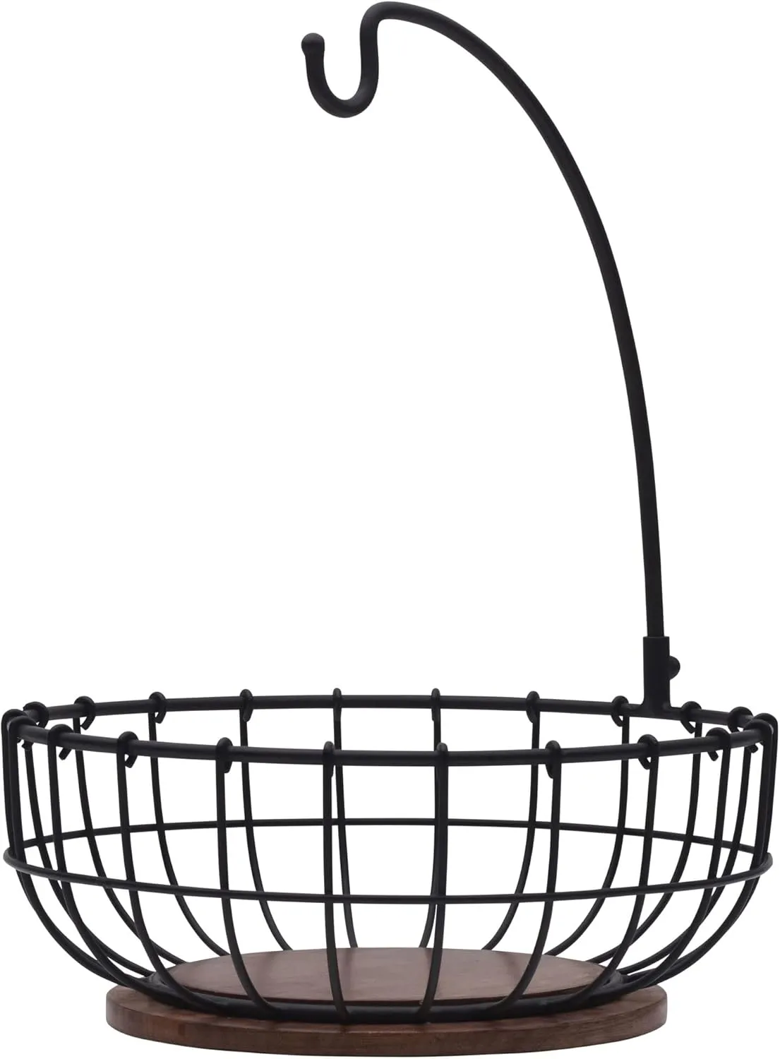 Pfaltzgraff Anvil Cage Fruit Storage Basket with Banana Hook, 10x10x13.75 Inch, Black
