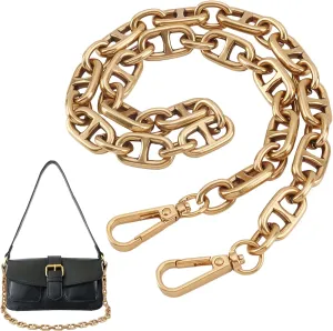 PH PandaHall 22.2” Vintage Handbag Chain Straps Golden Purse Strap Metal Chains Flat Chain Strap with Alloy Swivel Clasps for Handbag Crossbody Tote Underarm Bag Wallet Clutch Satchel