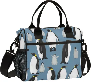 Pigsaly Lunch Bag Emperor Penguins Large Lunch Box For Women Men Blue Cute Chicks Insulated Lunch Tote Bags Cooler Bag S