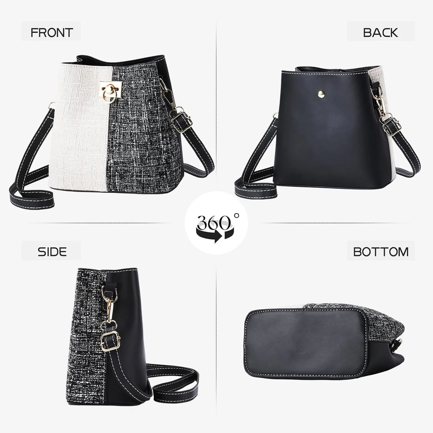 PINCNEL Small Crossbody Purses for Women, Shoulder Bag for Women, PU Leather Crossbody Bags Bucket Bag Handbags