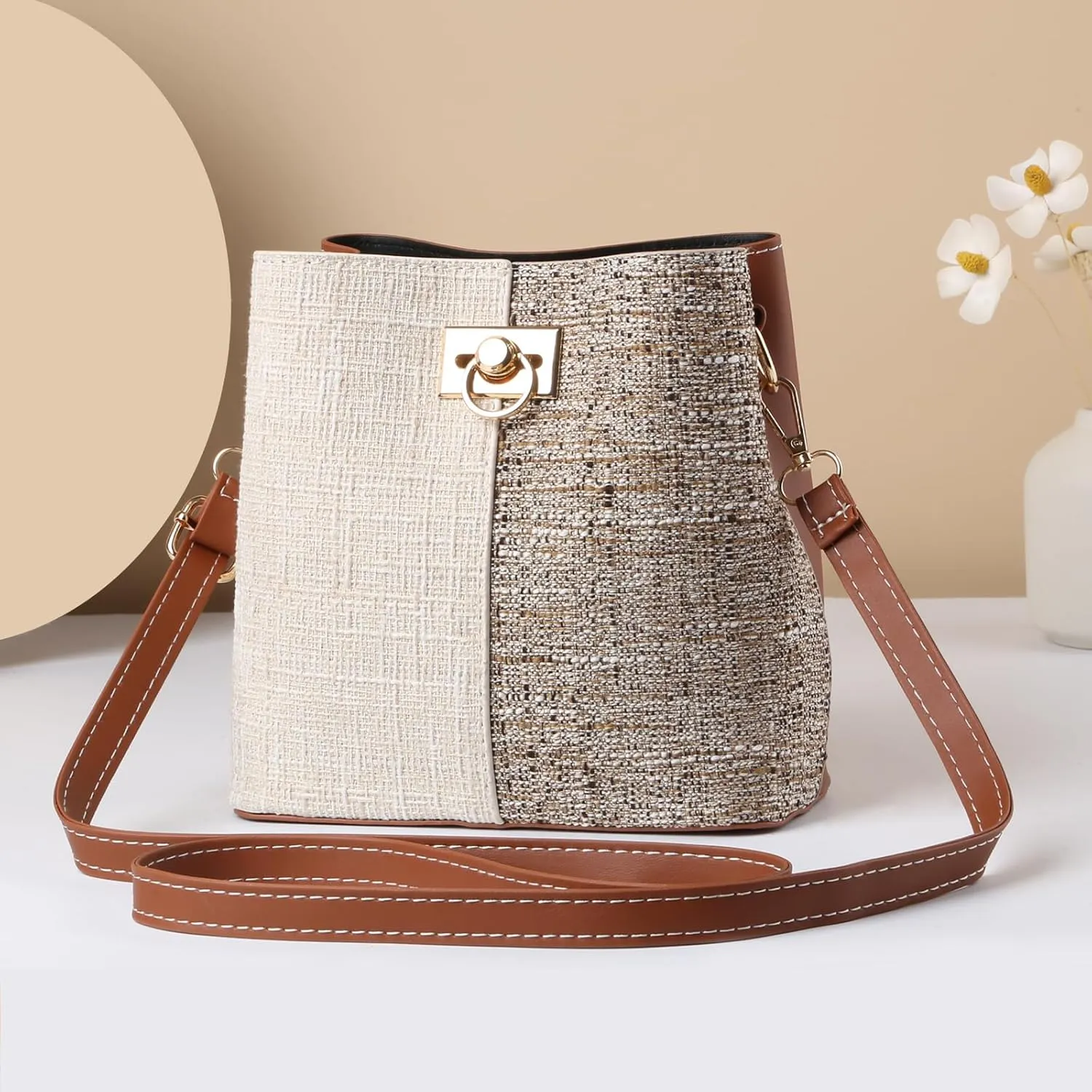 PINCNEL Small Crossbody Purses for Women, Shoulder Bag for Women, PU Leather Crossbody Bags Bucket Bag Handbags